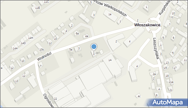 Włoszakowice, Wolności, 1, mapa Włoszakowice