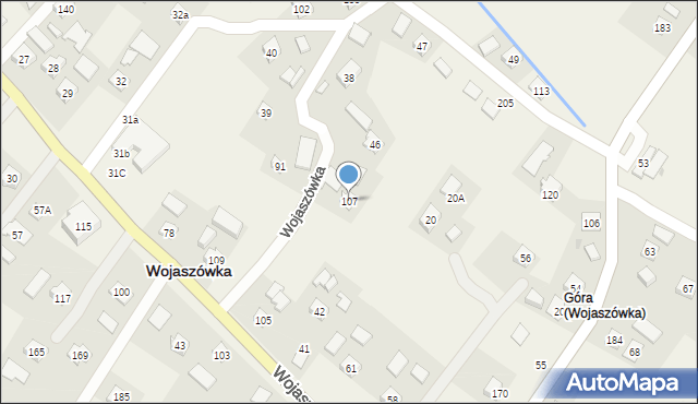 Wojaszówka, Wojaszówka, 107, mapa Wojaszówka