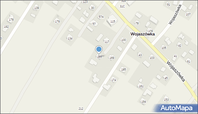 Wojaszówka, Wojaszówka, 165, mapa Wojaszówka