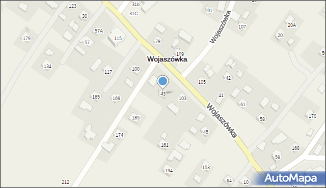 Wojaszówka, Wojaszówka, 43, mapa Wojaszówka