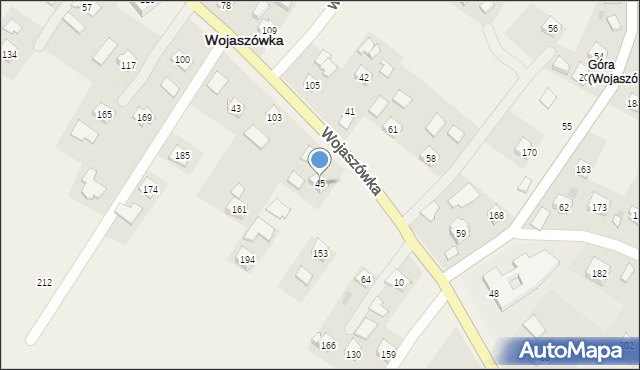 Wojaszówka, Wojaszówka, 45, mapa Wojaszówka