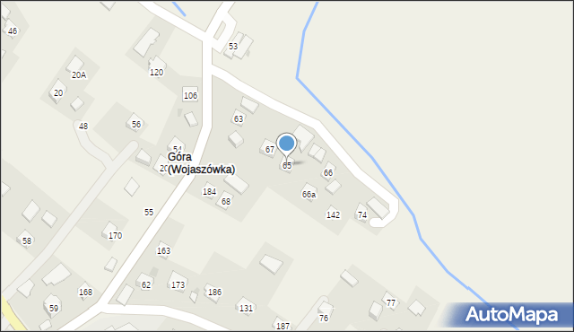 Wojaszówka, Wojaszówka, 65, mapa Wojaszówka