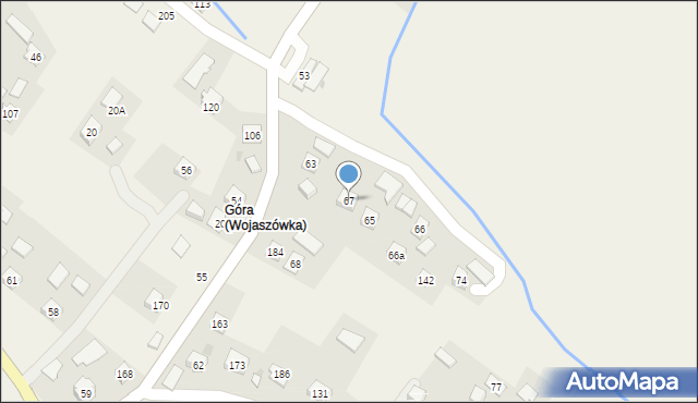 Wojaszówka, Wojaszówka, 67, mapa Wojaszówka