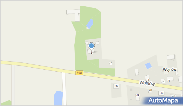 Wojnów, Wojnów, 1, mapa Wojnów