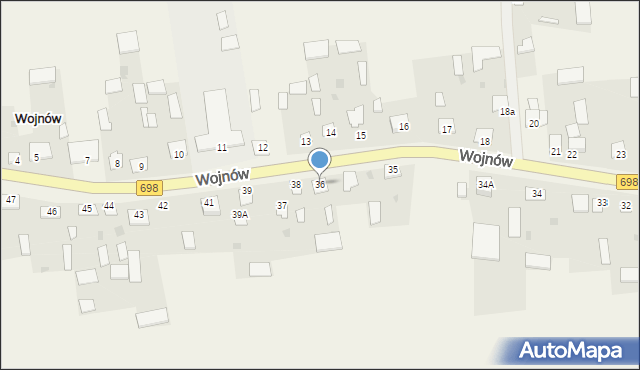 Wojnów, Wojnów, 36, mapa Wojnów