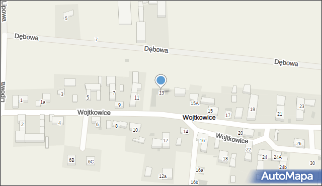 Wojtkowice, Wojtkowice, 13, mapa Wojtkowice