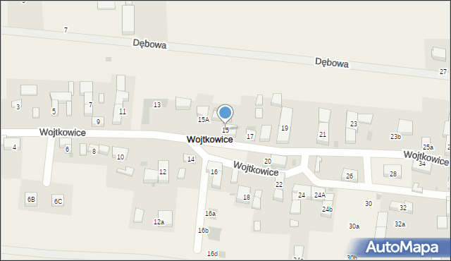 Wojtkowice, Wojtkowice, 15, mapa Wojtkowice