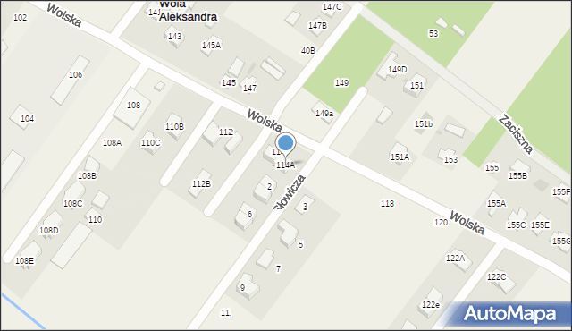 Wola Aleksandra, Wolska, 114A, mapa Wola Aleksandra