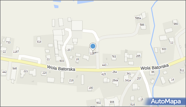 Wola Batorska, Wola Batorska, 1187, mapa Wola Batorska