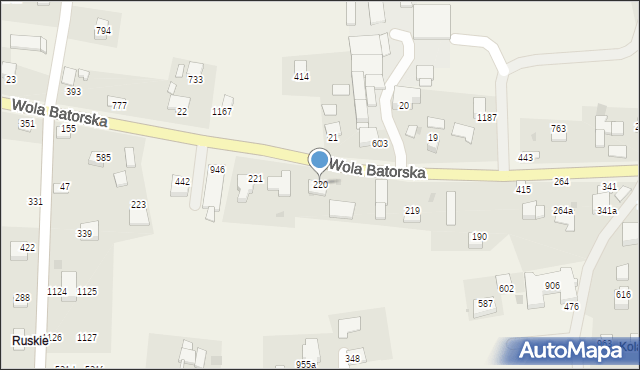 Wola Batorska, Wola Batorska, 220, mapa Wola Batorska