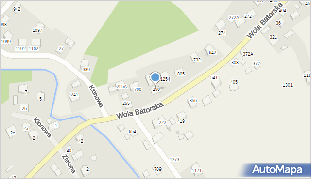 Wola Batorska, Wola Batorska, 256, mapa Wola Batorska