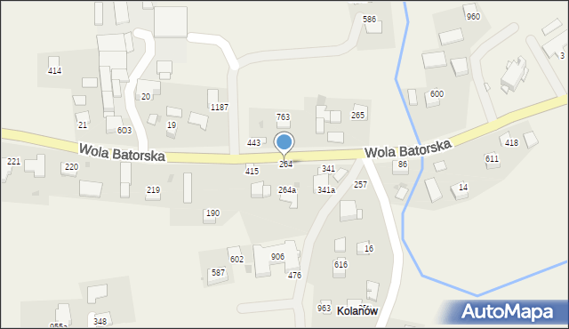 Wola Batorska, Wola Batorska, 264, mapa Wola Batorska