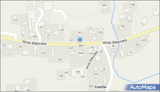 Wola Batorska, Wola Batorska, 264, mapa Wola Batorska