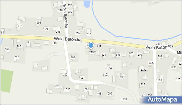 Wola Batorska, Wola Batorska, 270, mapa Wola Batorska