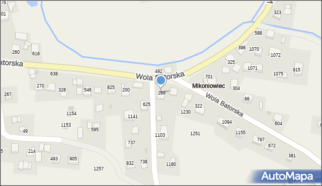 Wola Batorska, Wola Batorska, 289, mapa Wola Batorska