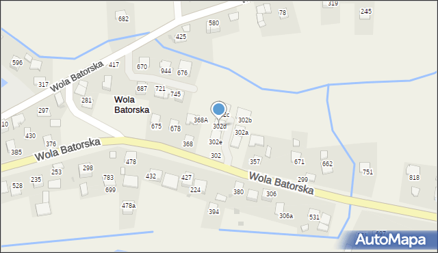 Wola Batorska, Wola Batorska, 302d, mapa Wola Batorska