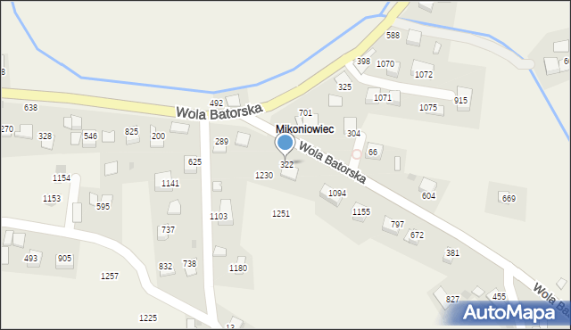 Wola Batorska, Wola Batorska, 322, mapa Wola Batorska