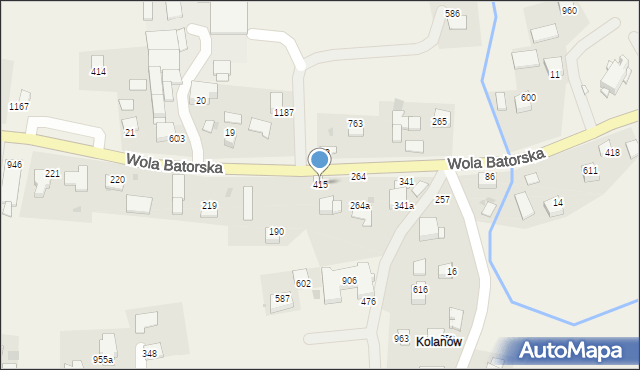 Wola Batorska, Wola Batorska, 415, mapa Wola Batorska