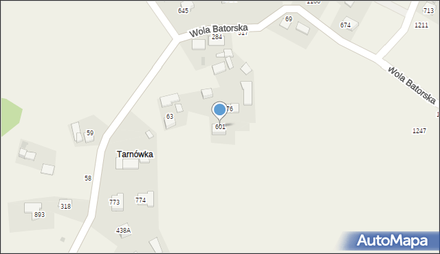 Wola Batorska, Wola Batorska, 601, mapa Wola Batorska