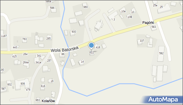 Wola Batorska, Wola Batorska, 611, mapa Wola Batorska