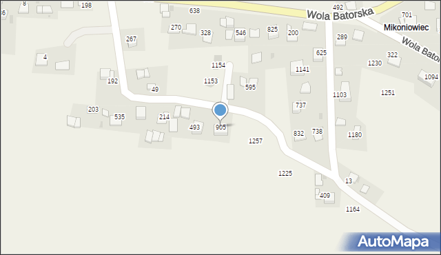 Wola Batorska, Wola Batorska, 905, mapa Wola Batorska