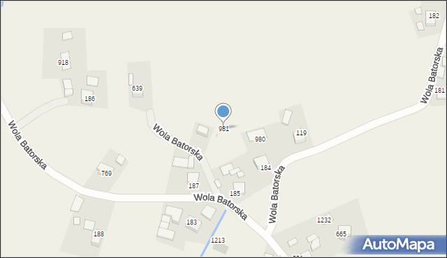 Wola Batorska, Wola Batorska, 981, mapa Wola Batorska