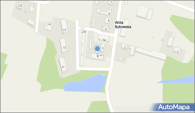 Wola Bykowska, Wola Bykowska, 9, mapa Wola Bykowska