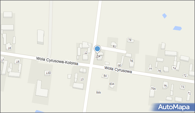 Wola Cyrusowa-Kolonia, Wola Cyrusowa-Kolonia, 12A, mapa Wola Cyrusowa-Kolonia