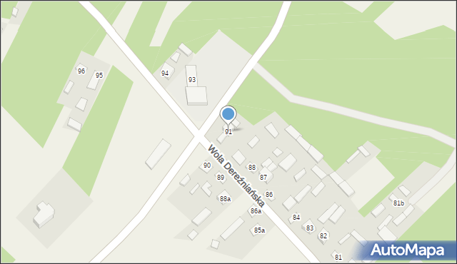Wola Dereźniańska, Wola Dereźniańska, 91, mapa Wola Dereźniańska