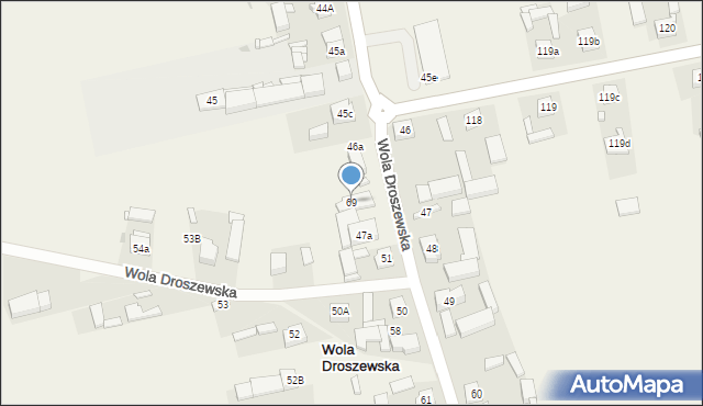 Wola Droszewska, Wola Droszewska, 69, mapa Wola Droszewska