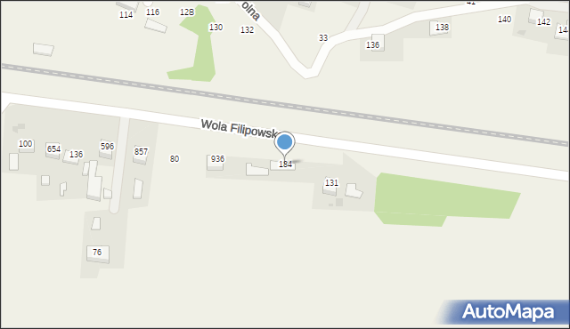 Wola Filipowska, Wola Filipowska, 184, mapa Wola Filipowska
