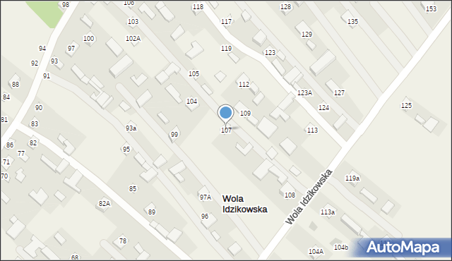 Wola Idzikowska, Wola Idzikowska, 107, mapa Wola Idzikowska