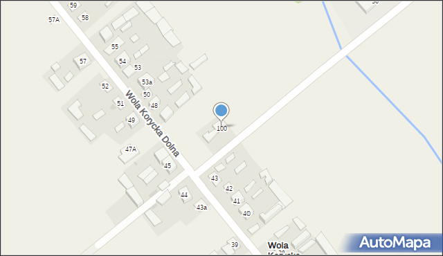 Wola Korycka Dolna, Wola Korycka Dolna, 100, mapa Wola Korycka Dolna