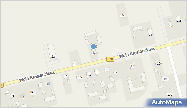 Wola Krasienińska, Wola Krasienińska, 15, mapa Wola Krasienińska