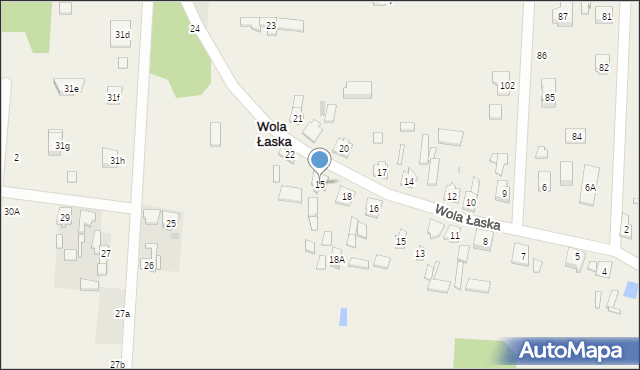 Wola Łaska, Wola Łaska, 15, mapa Wola Łaska