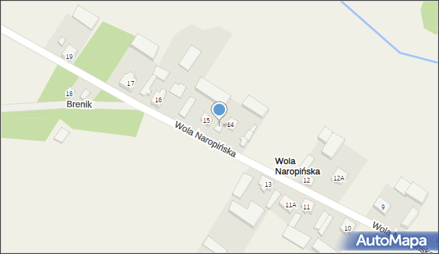 Wola Naropińska, Wola Naropińska, 15A, mapa Wola Naropińska