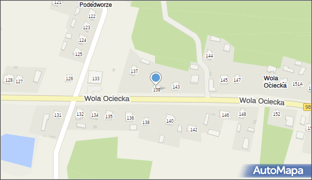 Wola Ociecka, Wola Ociecka, 139, mapa Wola Ociecka