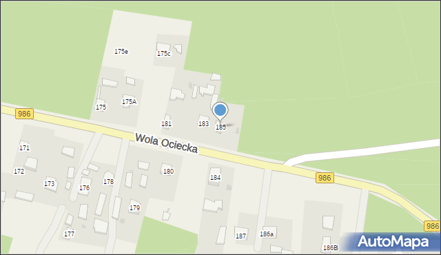 Wola Ociecka, Wola Ociecka, 185, mapa Wola Ociecka