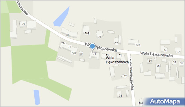 Wola Pękoszewska, Wola Pękoszewska, 74a, mapa Wola Pękoszewska