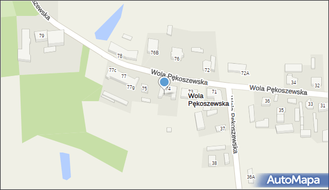 Wola Pękoszewska, Wola Pękoszewska, 74b, mapa Wola Pękoszewska