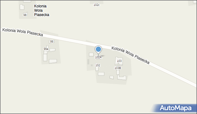 Wola Piasecka, Wola Piasecka, 102A, mapa Wola Piasecka