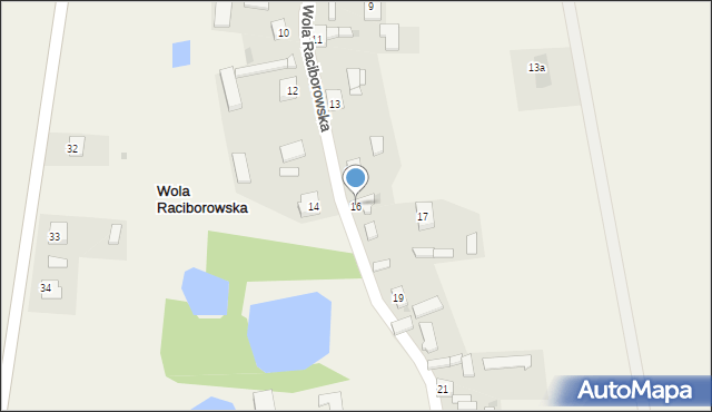 Wola Raciborowska, Wola Raciborowska, 16, mapa Wola Raciborowska