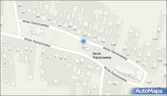 Wola Raniżowska, Wola Raniżowska, 311, mapa Wola Raniżowska