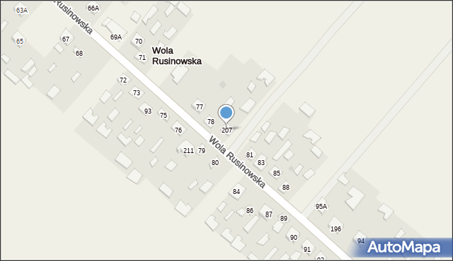 Wola Rusinowska, Wola Rusinowska, 207, mapa Wola Rusinowska