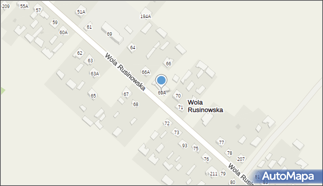 Wola Rusinowska, Wola Rusinowska, 69A, mapa Wola Rusinowska