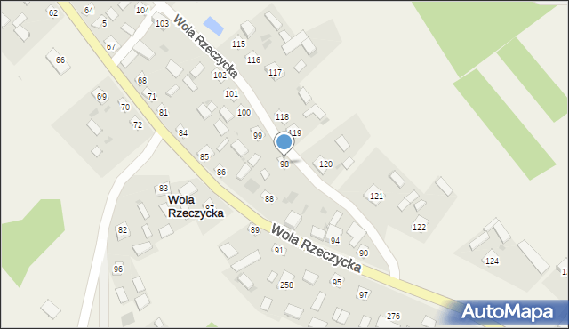 Wola Rzeczycka, Wola Rzeczycka, 98, mapa Wola Rzeczycka