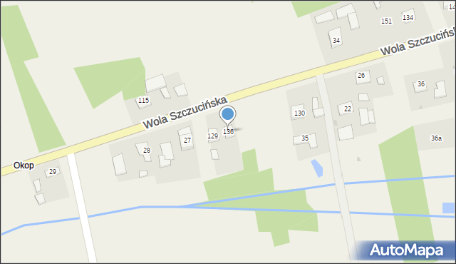 Wola Szczucińska, Wola Szczucińska, 136, mapa Wola Szczucińska