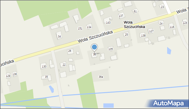 Wola Szczucińska, Wola Szczucińska, 36, mapa Wola Szczucińska