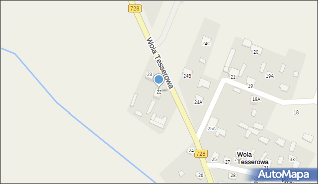 Wola Tesserowa, Wola Tesserowa, 22, mapa Wola Tesserowa