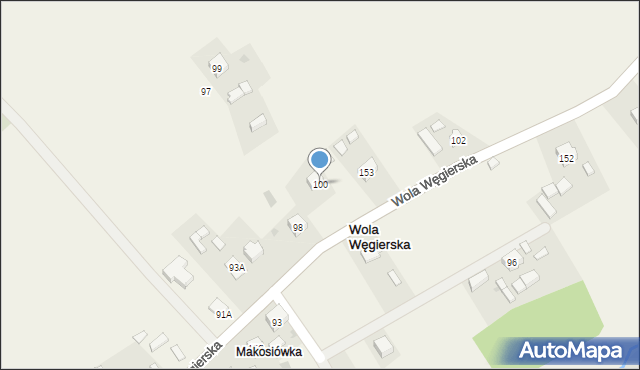 Wola Węgierska, Wola Węgierska, 100, mapa Wola Węgierska